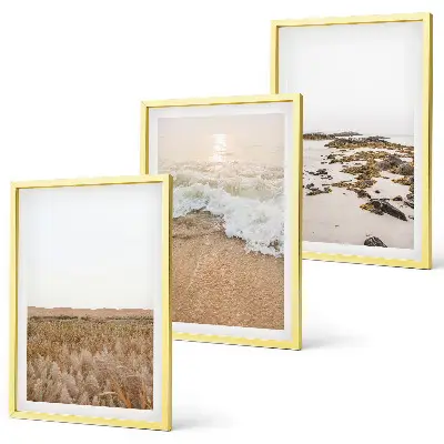 Conjunto de quadros para sala de estar com tema de ondas da praia e pedras de verão