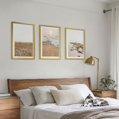 Conjunto de quadros para sala de estar Ondas da praia, pedras, verão
