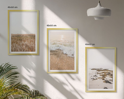 Conjunto de quadros para sala de estar Ondas da praia, pedras, verão