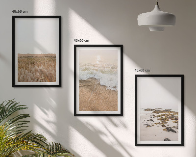 Conjunto de quadros para sala de estar Ondas da praia, pedras, verão