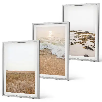 Conjunto de quadros para sala de estar com tema de ondas da praia e pedras de verão