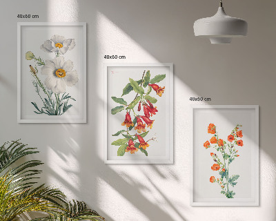 Conjunto de quadros para sala de estar Arranjos florais retrô