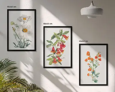 Conjunto de quadros para sala de estar estampa de arranjos florais retrô