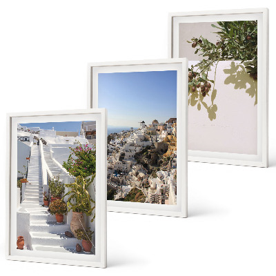 Conjunto de quadros para sala de estar Escadaria branca com vista para Santorini