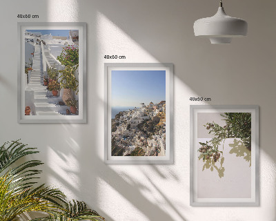 Conjunto de quadros para sala de estar Escadaria branca com vista para Santorini