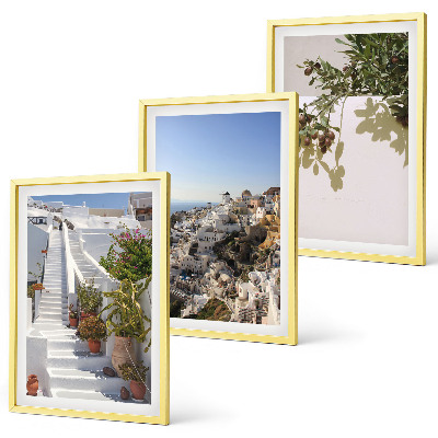 Conjunto de quadros para sala de estar Escadaria branca com vista para Santorini