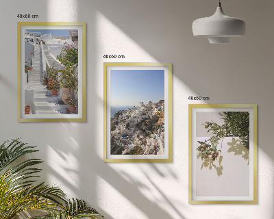 Conjunto de quadros para sala de estar Escadaria branca com vista para Santorini