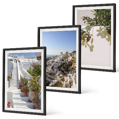 Conjunto de quadros para sala de estar Escadaria branca com vista para Santorini