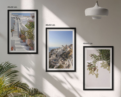 Conjunto de quadros para sala de estar Escadaria branca com vista para Santorini