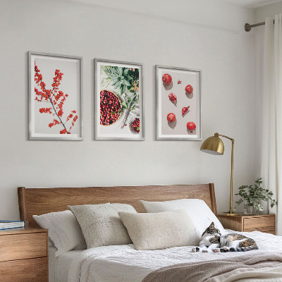 Composição de quadros moderna frutos vermelhos das plantas minimalismo