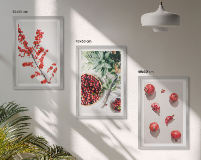 Composição de quadros moderna frutos vermelhos das plantas minimalismo