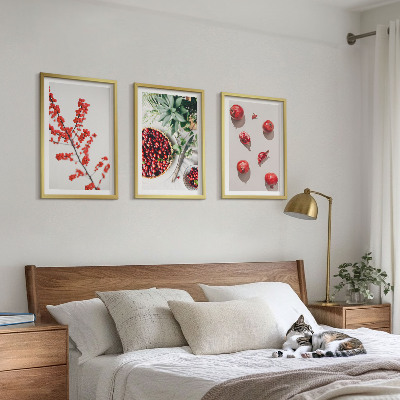 Composição de quadros moderna frutos vermelhos das plantas minimalismo