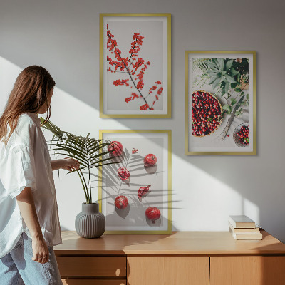 Composição de quadros moderna frutos vermelhos das plantas minimalismo