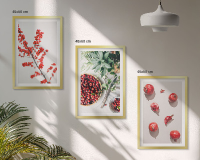 Composição de quadros moderna frutos vermelhos das plantas minimalismo