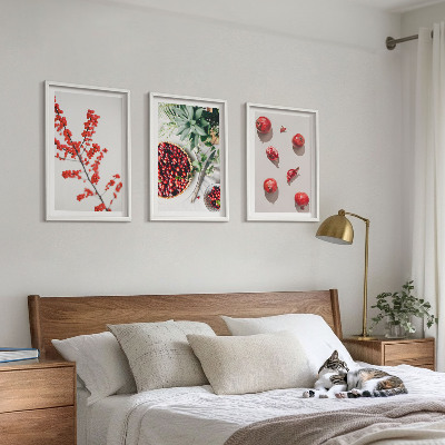 Composição de quadros moderna frutos vermelhos das plantas minimalismo