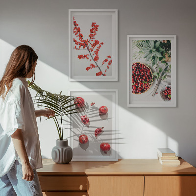 Composição de quadros moderna frutos vermelhos das plantas minimalismo