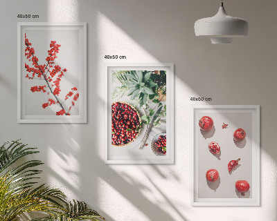 Composição de quadros moderna frutos vermelhos das plantas minimalismo