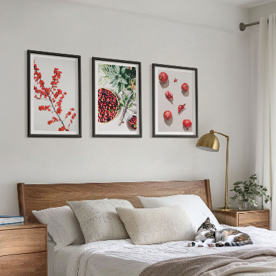 Composição de quadros moderna frutos vermelhos das plantas minimalismo