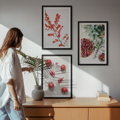 Composição de quadros moderna frutos vermelhos das plantas minimalismo