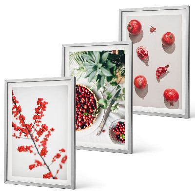Composição de quadros moderna frutos vermelhos das plantas minimalismo