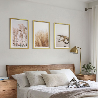 Conjunto de quadros para sala de estar Campos de capim-dos-pampas e uma praia boêmia