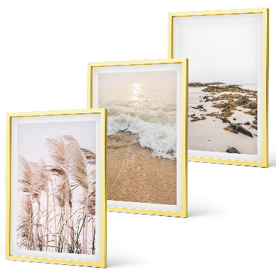 Composição de quadros moderna Grama de praia, ondas, pedras, estilo boho