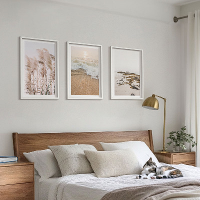 Composição de quadros moderna Grama de praia, ondas, pedras, estilo boho