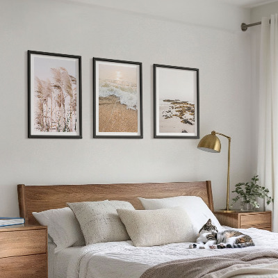 Composição de quadros moderna Grama de praia, ondas, pedras, estilo boho