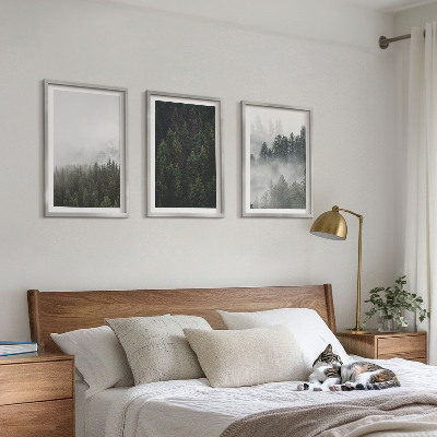 Conjunto de quadros para sala de estar Florestas verdes, neblina, natureza