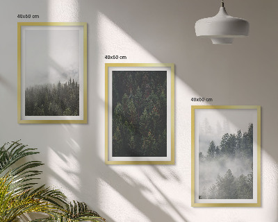 Conjunto de quadros para sala de estar Florestas verdes, neblina, natureza