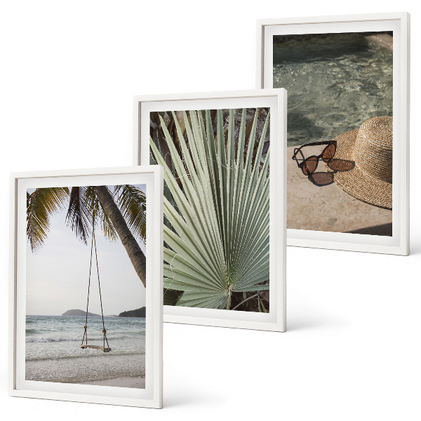 Composição de quadros moderna férias em folha de balanço de praia