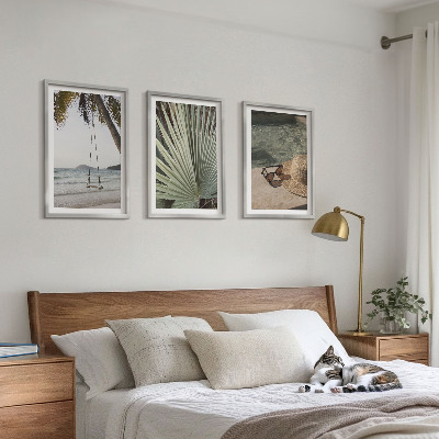 Composição de quadros moderna férias em folha de balanço de praia