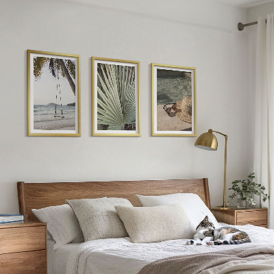 Composição de quadros moderna férias em folha de balanço de praia