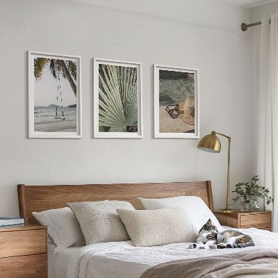 Composição de quadros moderna férias em folha de balanço de praia