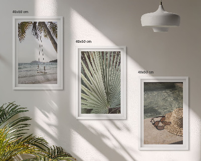 Composição de quadros moderna férias em folha de balanço de praia