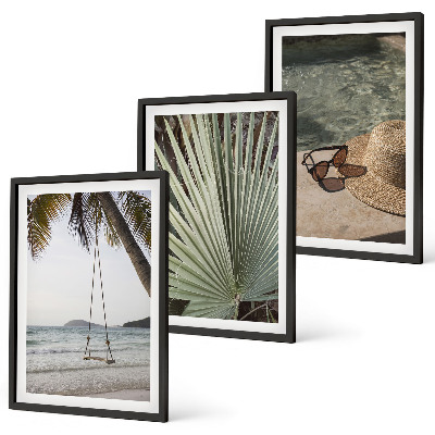 Composição de quadros moderna férias em folha de balanço de praia