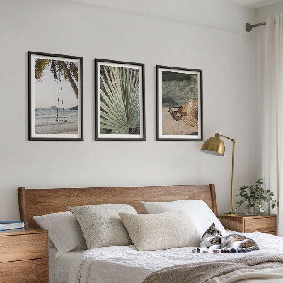Composição de quadros moderna férias em folha de balanço de praia