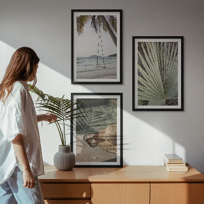 Composição de quadros moderna férias em folha de balanço de praia