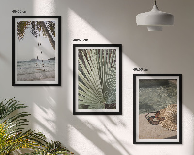 Composição de quadros moderna férias em folha de balanço de praia
