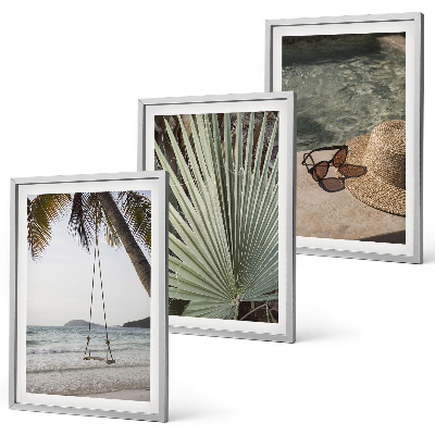 Composição de quadros moderna férias em folha de balanço de praia