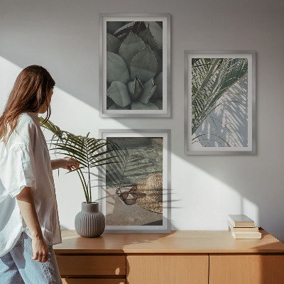 Conjunto de quadros para sala de estar Plantas tropicais para férias