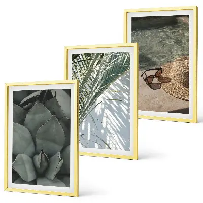 Conjunto de quadros para sala de estar com estampas de plantas tropicais para férias