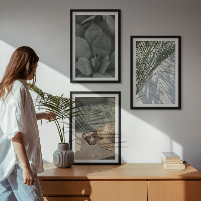 Conjunto de quadros para sala de estar Plantas tropicais para férias