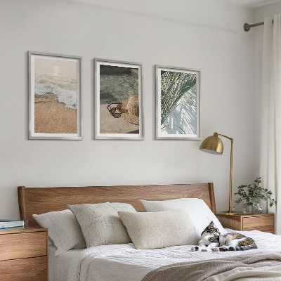 Conjunto de quadros para sala de estar Chapéu de praia aquático, óculos de sol