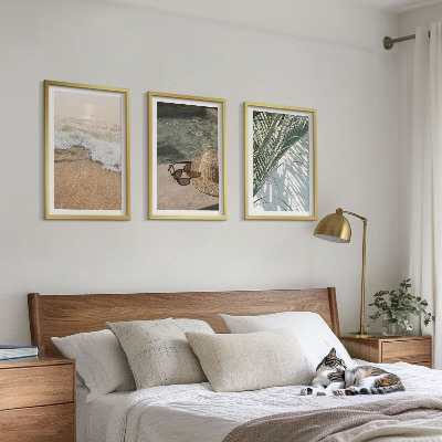 Conjunto de quadros para sala de estar Chapéu de praia aquático, óculos de sol