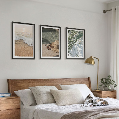 Conjunto de quadros para sala de estar Chapéu de praia aquático, óculos de sol