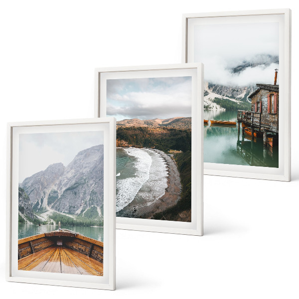 Composição de quadros moderna Montanhas, lago, barco, praia, paisagem