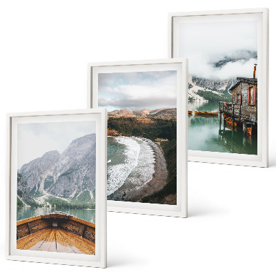 Composição de quadros moderna Montanhas, lago, barco, praia, paisagem