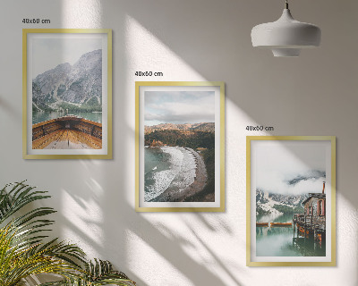 Composição de quadros moderna Montanhas, lago, barco, praia, paisagem
