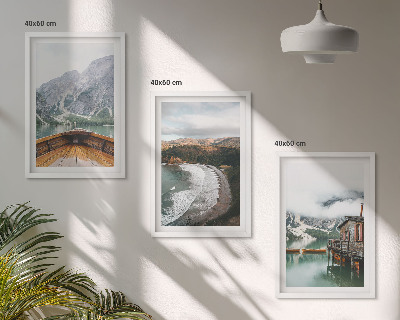 Composição de quadros moderna Montanhas, lago, barco, praia, paisagem